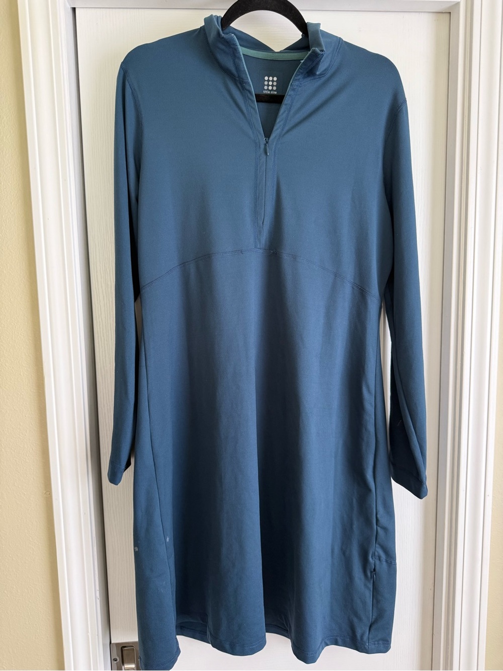 Title Nine Women's Long Sleeve Quarter-Zip Hoodie Dress - Teal
